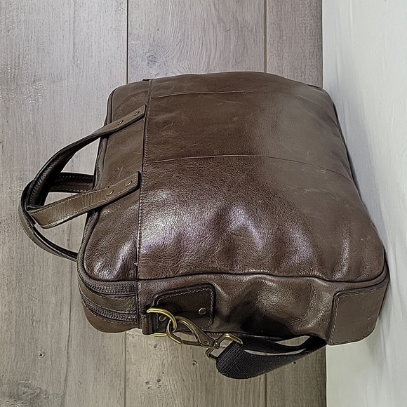Fossil Brown Leather Laptop Messenger Crossbody Shoulder Bag - Picture 3 of 15
